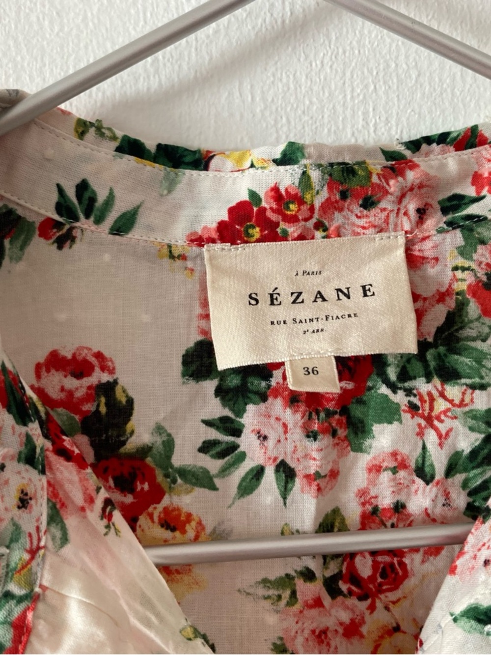 Sezane Pierro Shirt Bouquet De Rose - Size 36 - Picture 2 of 5